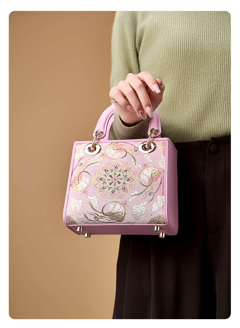 Intangible cultural heritage Song brocade Dunhuang flying rabbit new Chinese style national style mulberry silk crossbody Princess Diana bag women's handbag