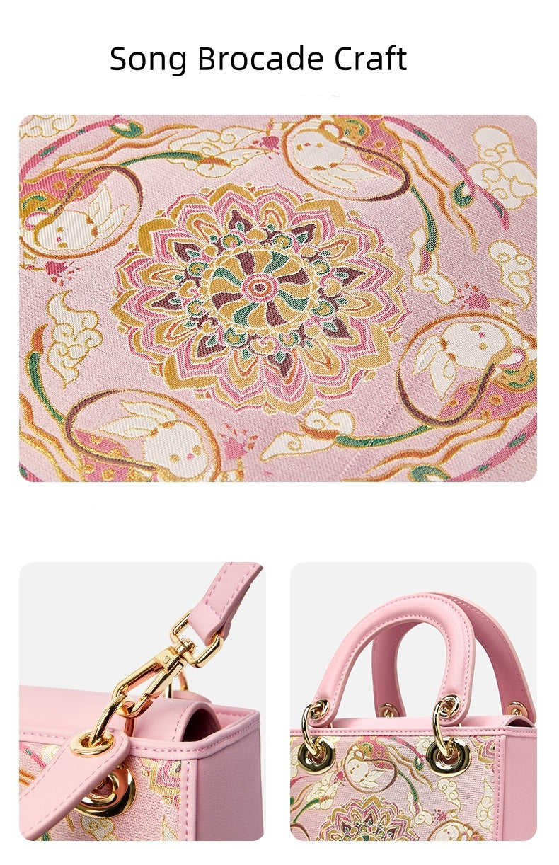 Intangible cultural heritage Song brocade Dunhuang flying rabbit new Chinese style national style mulberry silk crossbody Princess Diana bag women's handbag